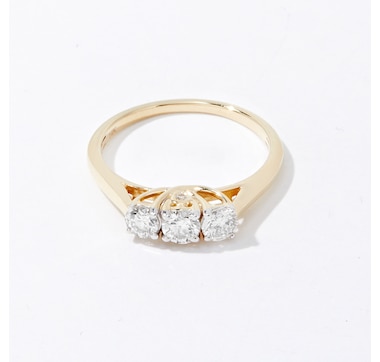 EVERA Diamonds 14K Gold Trinity Diamond Ring