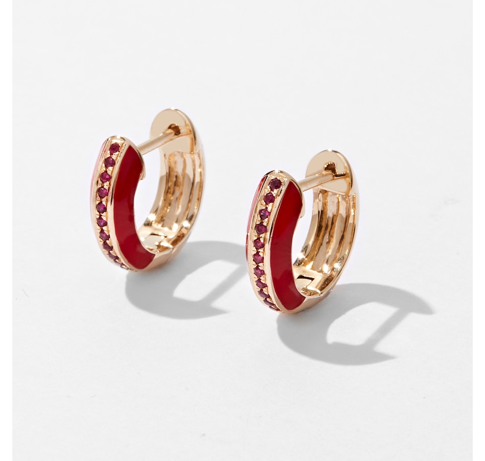 Image 233676_RBY.jpg, Product 233-676 / Price $1,299.99, Graziela Gems 14K Yellow Gold Gemstone And Enamel Hoop Earrings from Graziela Gems on TSC.ca's Jewellery department