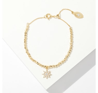 Diamonelle Sterling Silver Starburst Beaded Adjustable Bracelet