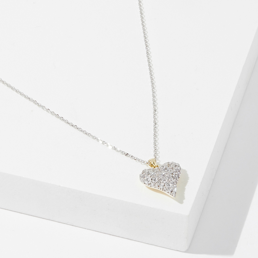Image 233707.jpg, Product 233-707 / Price $89.99, Diamonelle Sterling Silver Two-Tone Puffy Diamonelle Heart Necklace from Diamonelle on TSC.ca's Jewellery department