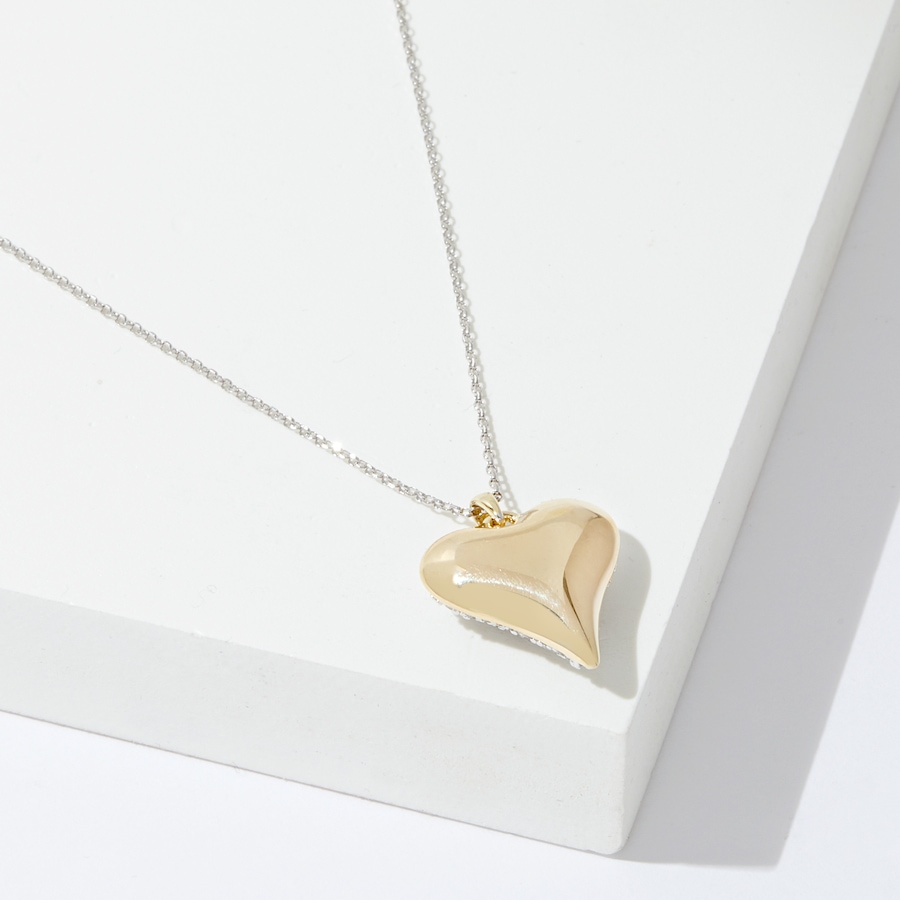 Image 233707_ALTMORE1.jpg, Product 233-707 / Price $89.99, Diamonelle Sterling Silver Two-Tone Puffy Diamonelle Heart Necklace from Diamonelle on TSC.ca's Jewellery department