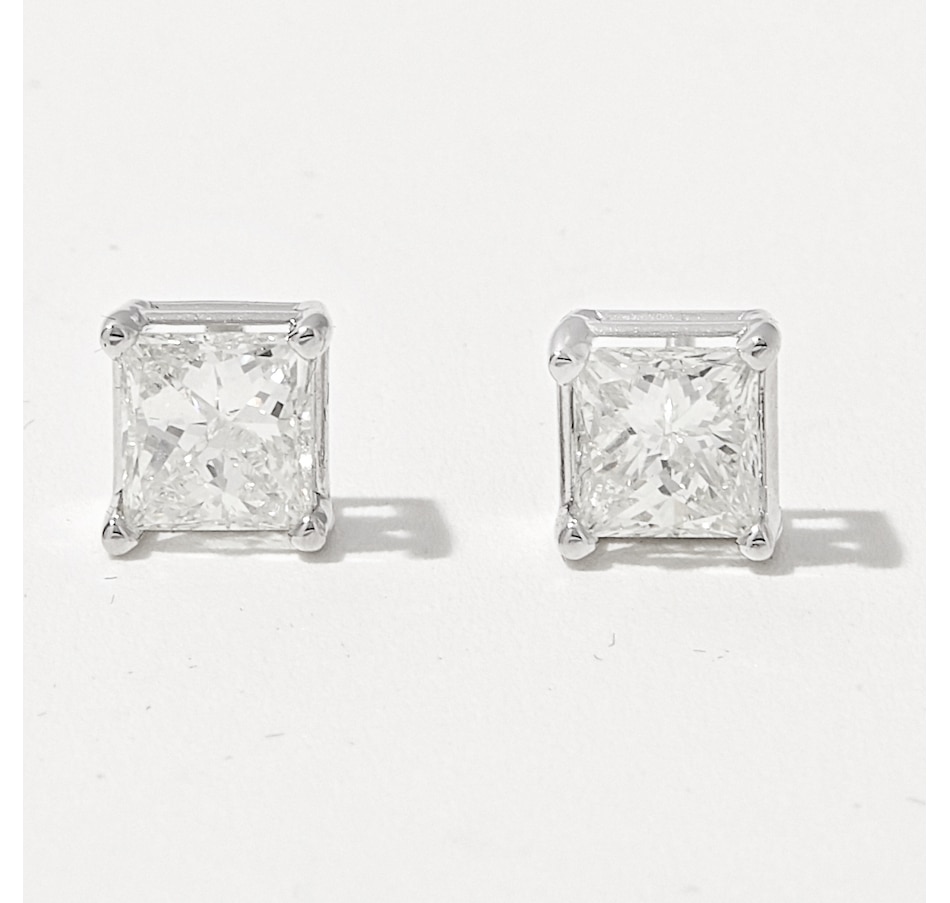 Image 233849.jpg, Product 233-849 / Price $3,299.99, 14K White Gold 1.50 av. ctw Princess Cut Diamond Stud Earrings from The Vault on TSC.ca's Jewellery department
