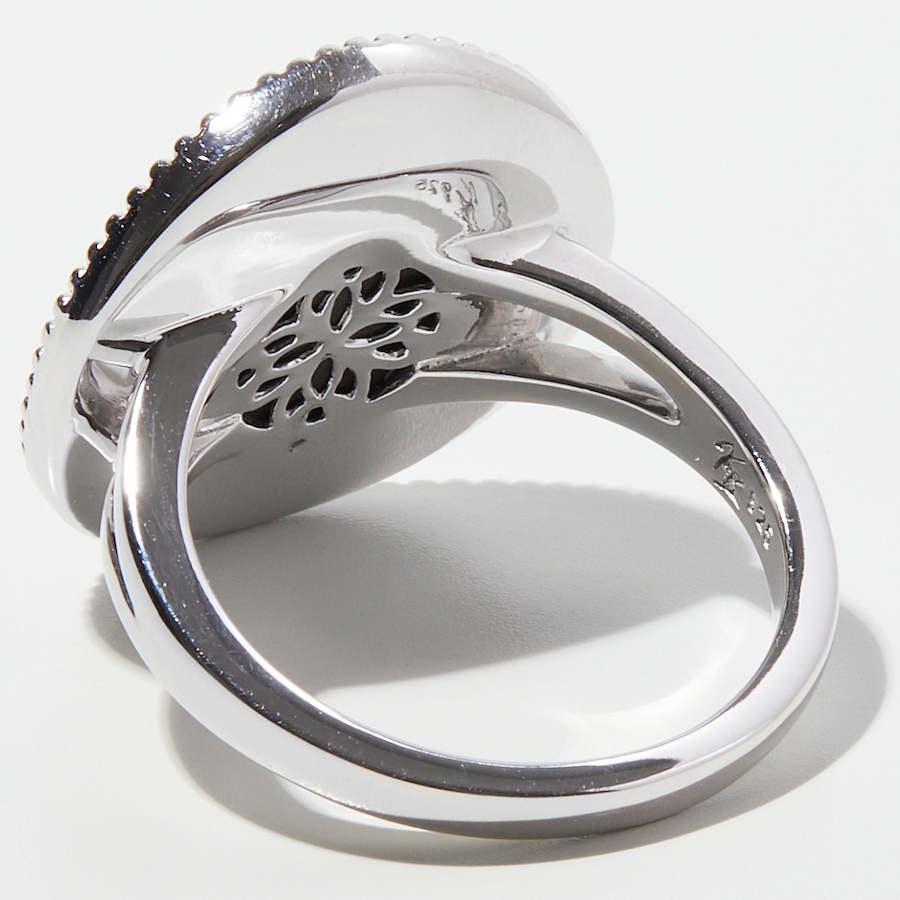 Image 233896_ALTMORE1.jpg, Product 233-896 / Price $429.99, Canadian Ammolite Gems Sterling Silver/Rhodium Plated 8mm Round Studded Ammolite Saddle Ring from Canadian Ammolite Gems on TSC.ca's Jewellery department