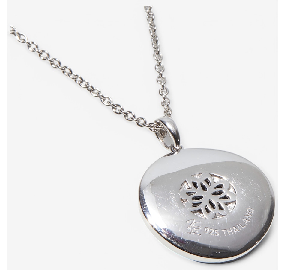 Image 233897_ALTMORE3.jpg, Product 233-897 / Price $499.99, Canadian Ammolite Gems Sterling Silver/Rhodium Plated 8mm Round Studded Ammolite Saddle Pendant from Canadian Ammolite Gems on TSC.ca's Jewellery department