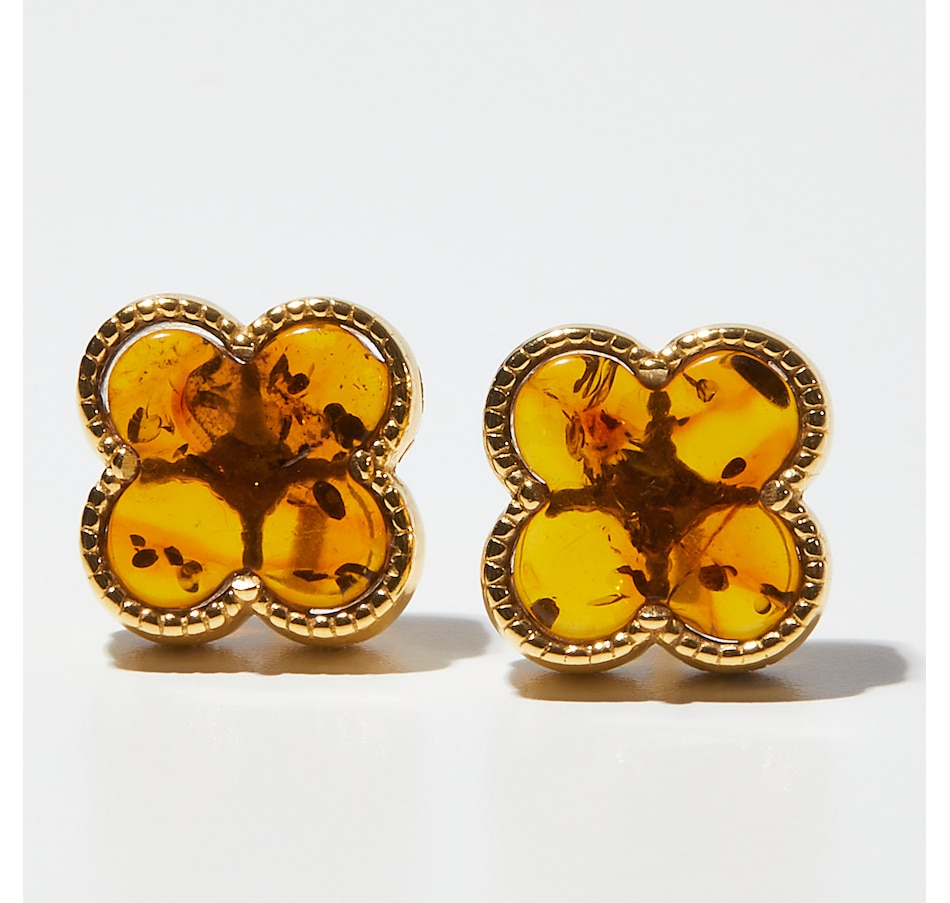 Image 234116_COGGP.jpg, Product 234-116 / Price $44.99, Amber Extraordinaire Sterling Silver Amber Quatrefoil Earrings from Amber Extraordinaire on TSC.ca's Jewellery department