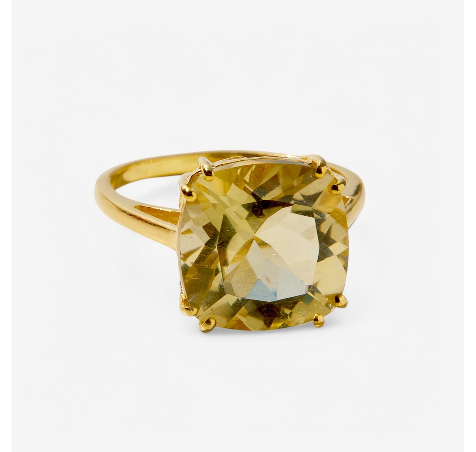 Gem Reflections Sterling Silver 12mm Cushion Lemon Quartz Ring
