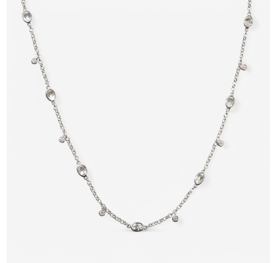 Image 234426_RHOP.jpg, Product 234-426 / Price $79.33, Gem Reflections Sterling Silver 6mm x 4m Aquamarine and White Zircon Station Necklace from Tucson Gem Finds on TSC.ca's Jewellery department