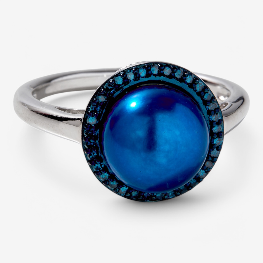 Image 234526_BLU.jpg, Product 234-526 / Price $89.33, Gem Reflections Sterling Silver 10mm Pearl and Diamond Ring from Tucson Gem Finds on TSC.ca's Jewellery department