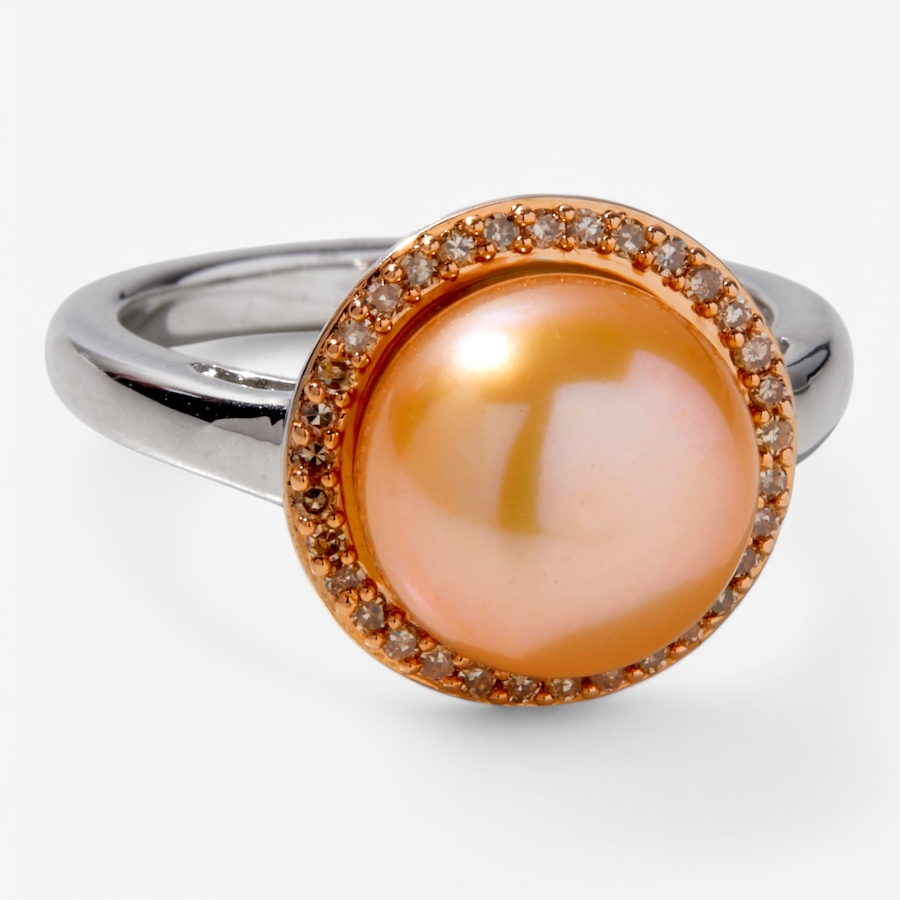Image 234526_CNM.jpg, Product 234-526 / Price $89.33, Gem Reflections Sterling Silver 10mm Pearl and Diamond Ring from Tucson Gem Finds on TSC.ca's Jewellery department