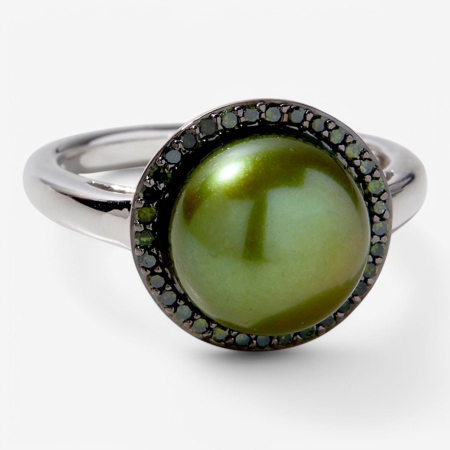Image 234526_GRN.jpg, Product 234-526 / Price $89.33, Gem Reflections Sterling Silver 10mm Pearl and Diamond Ring from Tucson Gem Finds on TSC.ca's Jewellery department