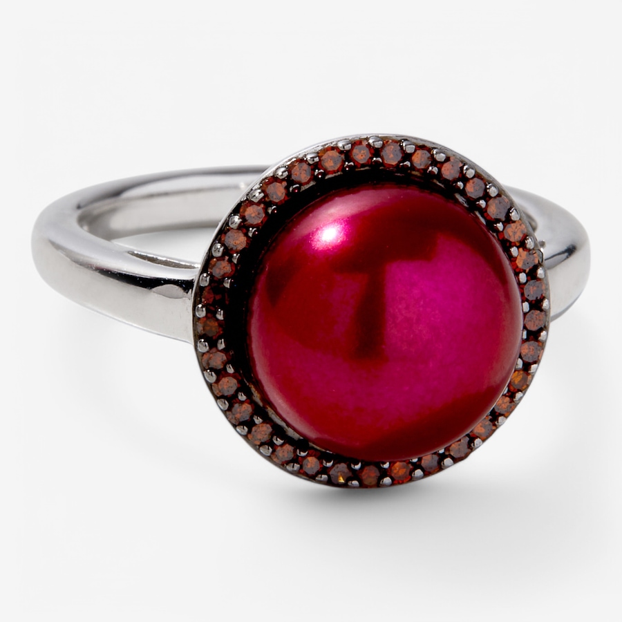 Image 234526_RED.jpg, Product 234-526 / Price $89.33, Gem Reflections Sterling Silver 10mm Pearl and Diamond Ring from Tucson Gem Finds on TSC.ca's Jewellery department