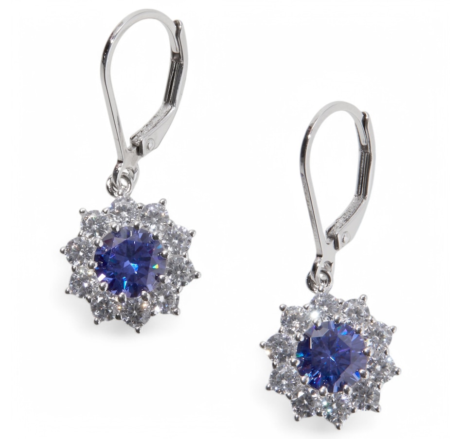 Image 234535.jpg, Product 234-535 / Price $89.99, Diamonelle Sterling Silver Rhodium Plate Simulated Tanzanite and Diamonelle Star Burst Drop Earrings from Diamonelle on TSC.ca's Jewellery department