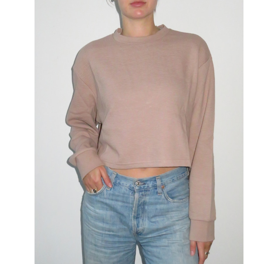 Image 234699_FAW.jpg, Product 234-699 / Price $27.33, Brunette The Label Waffle Knit Little Sister Boxy Tee from Brunette The Label on TSC.ca's Fashion department