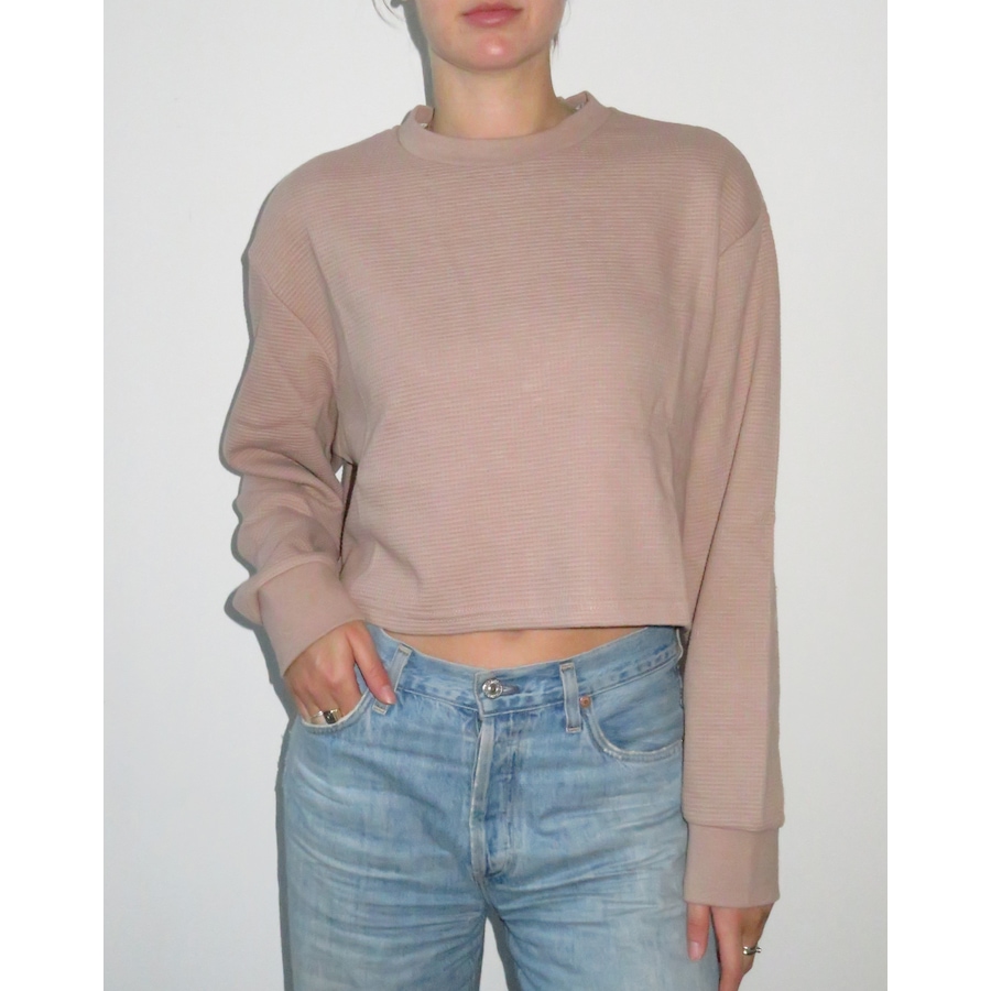 Image 234699_FAW.jpg, Product 234-699 / Price $27.33, Brunette The Label Waffle Knit Little Sister Boxy Tee from Brunette The Label on TSC.ca's Fashion department