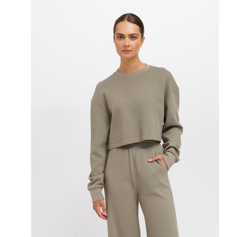 Image 234699_OLI.jpg, Product 234-699 / Price $27.33, Brunette The Label Waffle Knit Little Sister Boxy Tee from Brunette The Label on TSC.ca's Fashion department