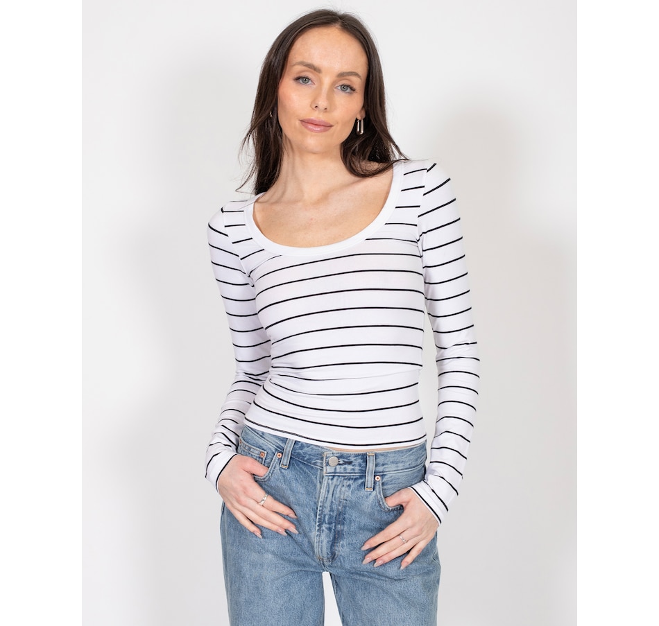 Image 234702_WHBK.jpg, Product 234-702 / Price $26.33, Brunette The Label Long Sleeve Scoop Neck Tee from Brunette The Label on TSC.ca's Fashion department