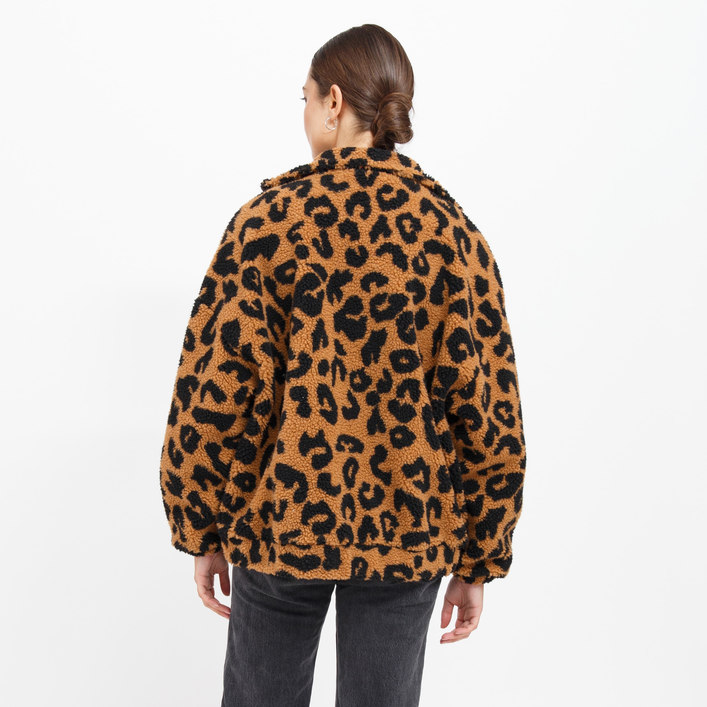 Brunette The Label Leopard Sherpa Full Zip Jacket - TSC.ca
