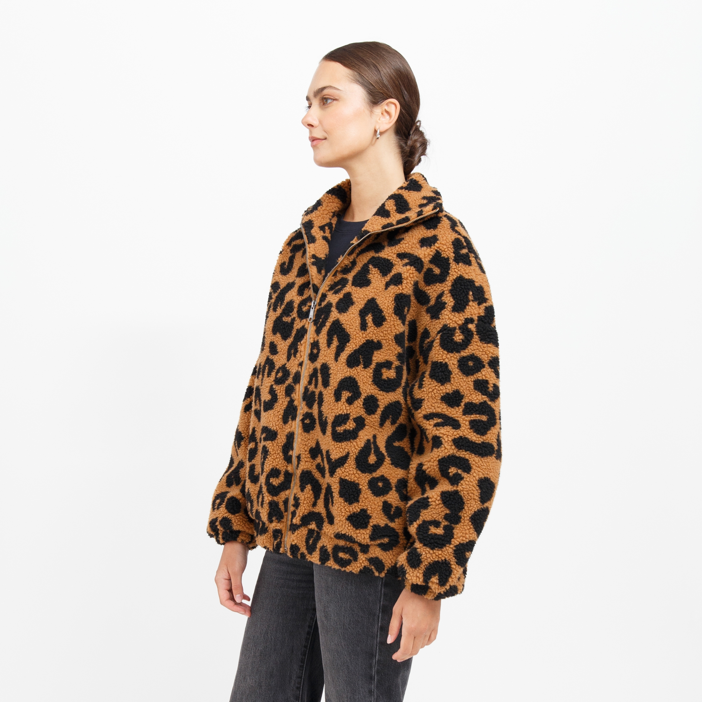 Brunette The Label Leopard Sherpa Full Zip Jacket - TSC.ca