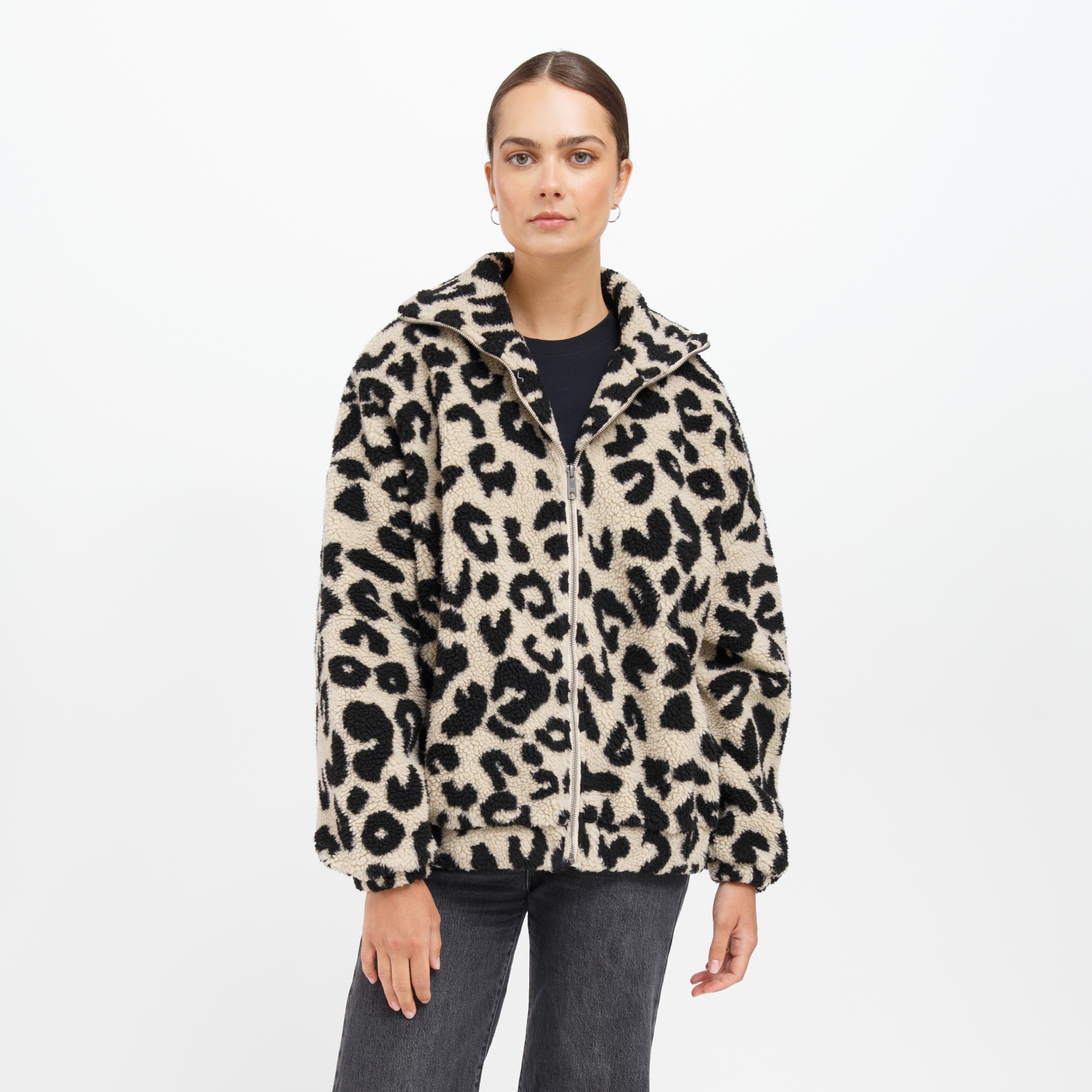 Brunette The Label Leopard Sherpa Full Zip Jacket - TSC.ca