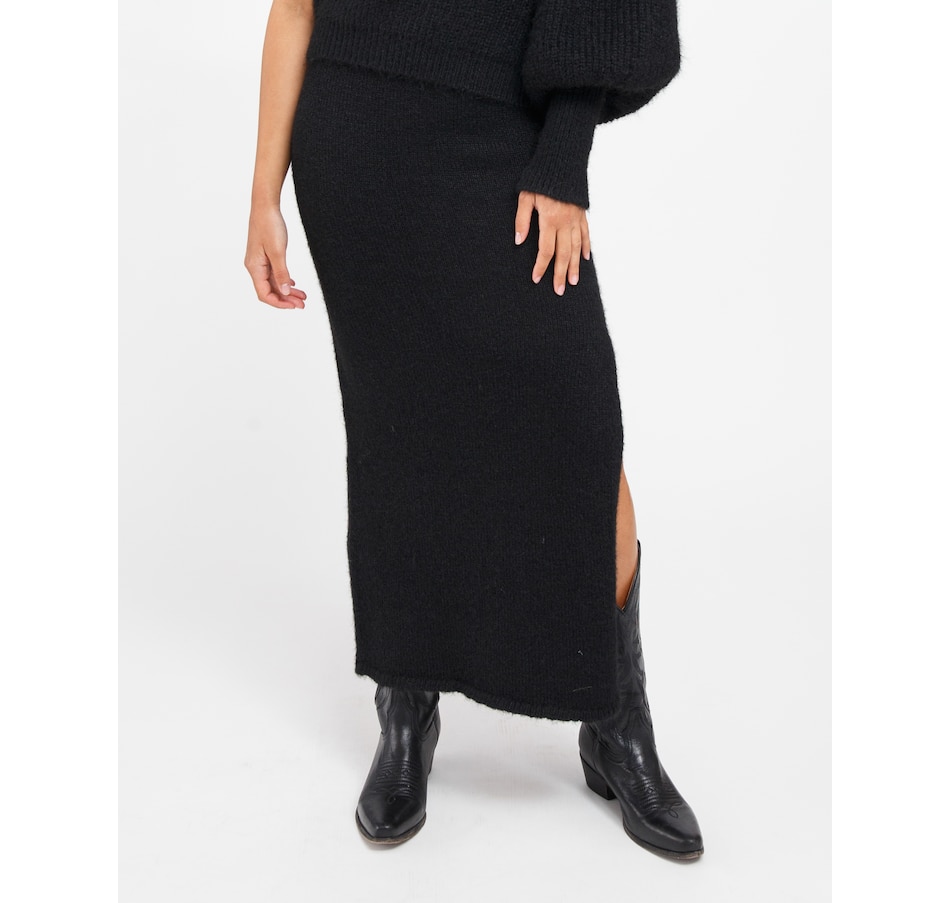 Image 234713_BLK.jpg, Product 234-713 / Price $47.33, Brunette The Label The Victoria Midi Knit Skirt from Brunette The Label on TSC.ca's Fashion department