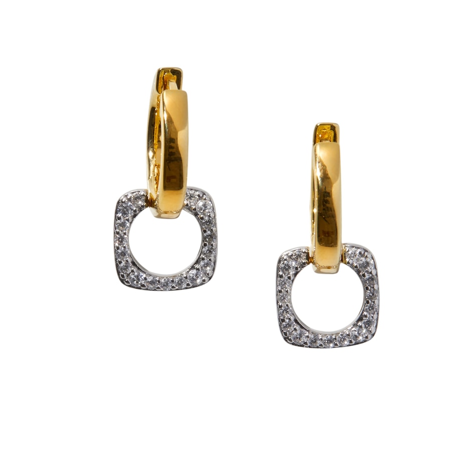 Image 234773.jpg, Product 234-773 / Price $99.99, Diamonelle Two Tone Hoop Earrings with Square Diamonelle Dangle from Diamonelle on TSC.ca's Jewellery department