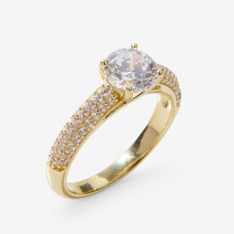 Image 234787_YGP.jpg, Product 234-787 / Price $74.99, Diamonelle Sterling Silver Round Solitaire Pave Set Diamonelle Ring from Diamonelle on TSC.ca's Jewellery department