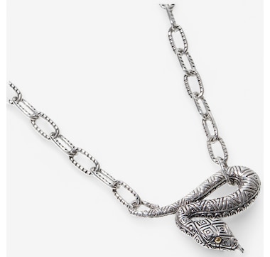 Samuel B Collection Sterling Silver/18K Yellow Gold Snake On Paperclip Chain Necklace