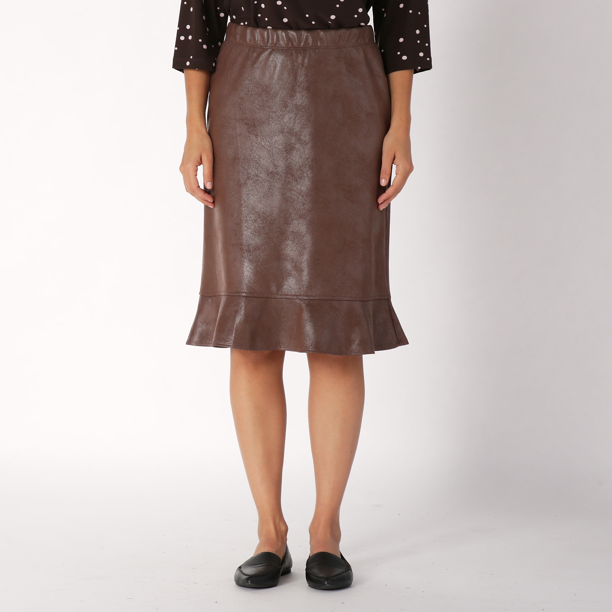 Brown leather skirt outlet price