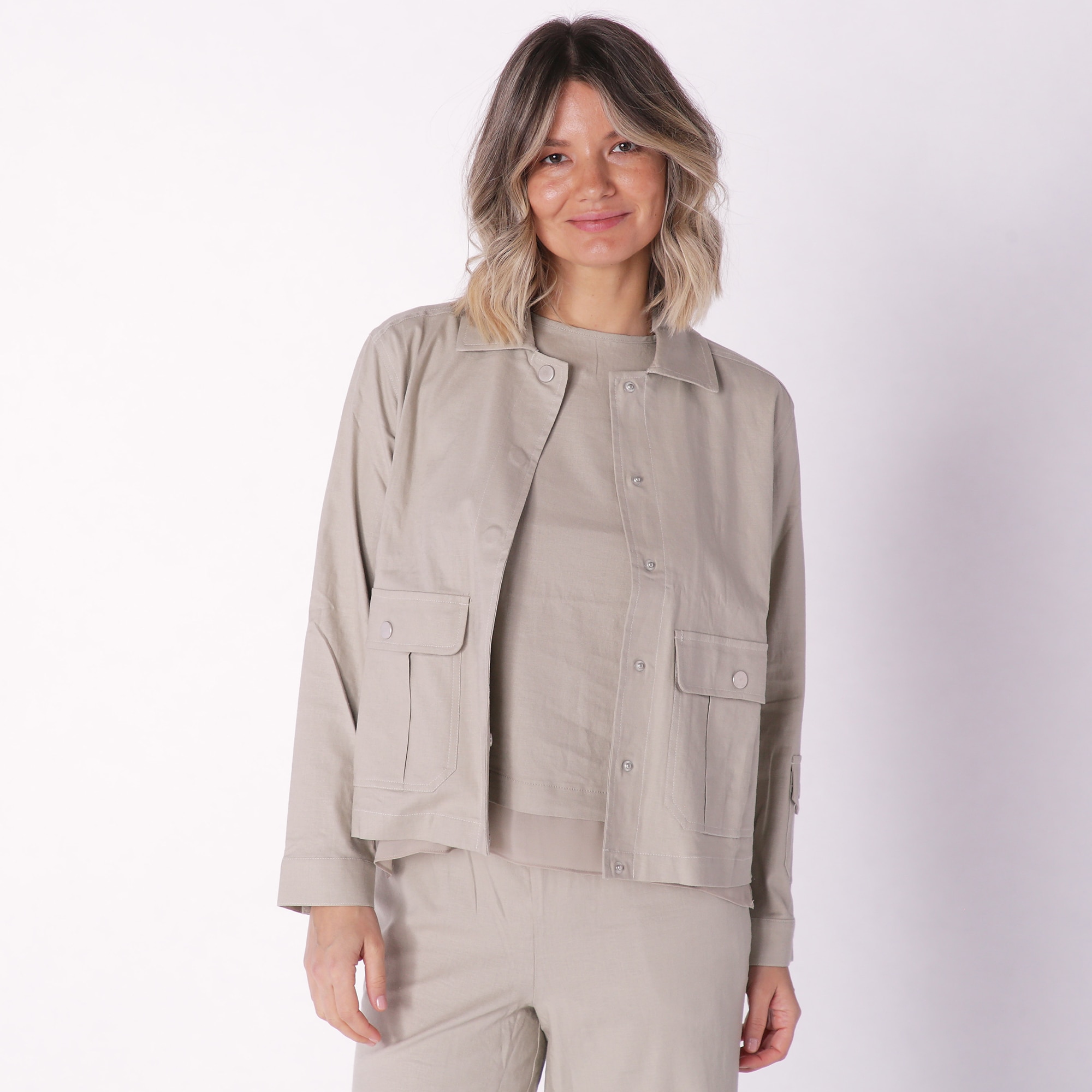 Linen blend jacket on sale womens