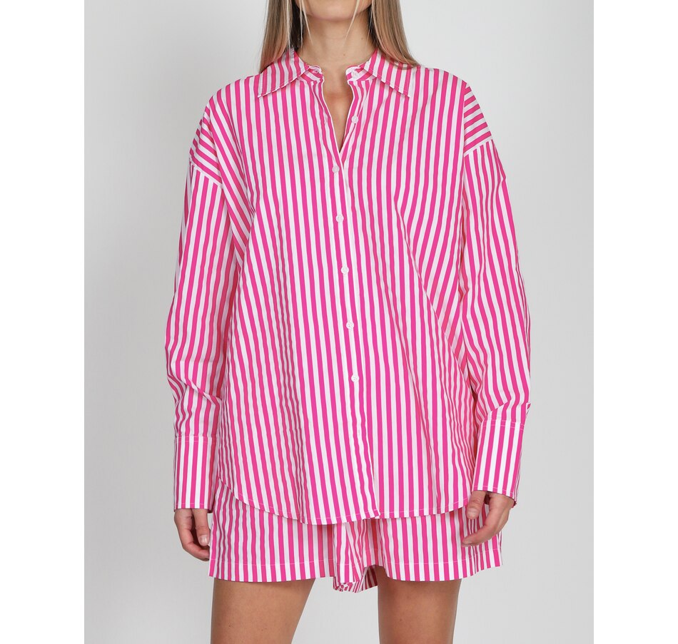 Image 235307_FUS.jpg, Product 235-307 / Price $75.00, Brunette The Label Striped Long Sleeve Button Up from Brunette The Label on TSC.ca's Clothing & Shoes department