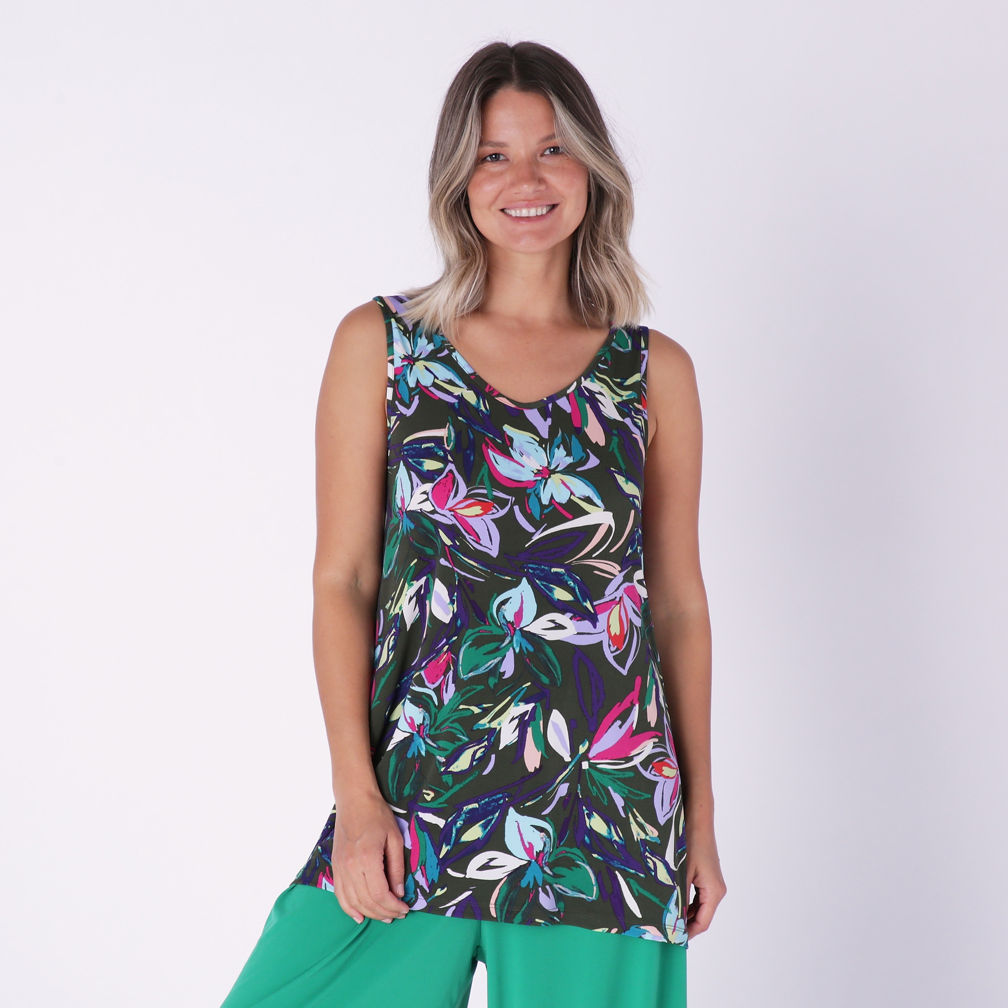Kim & Co. Printed Brazil Knit Sleeveless Tunic - TSC.ca