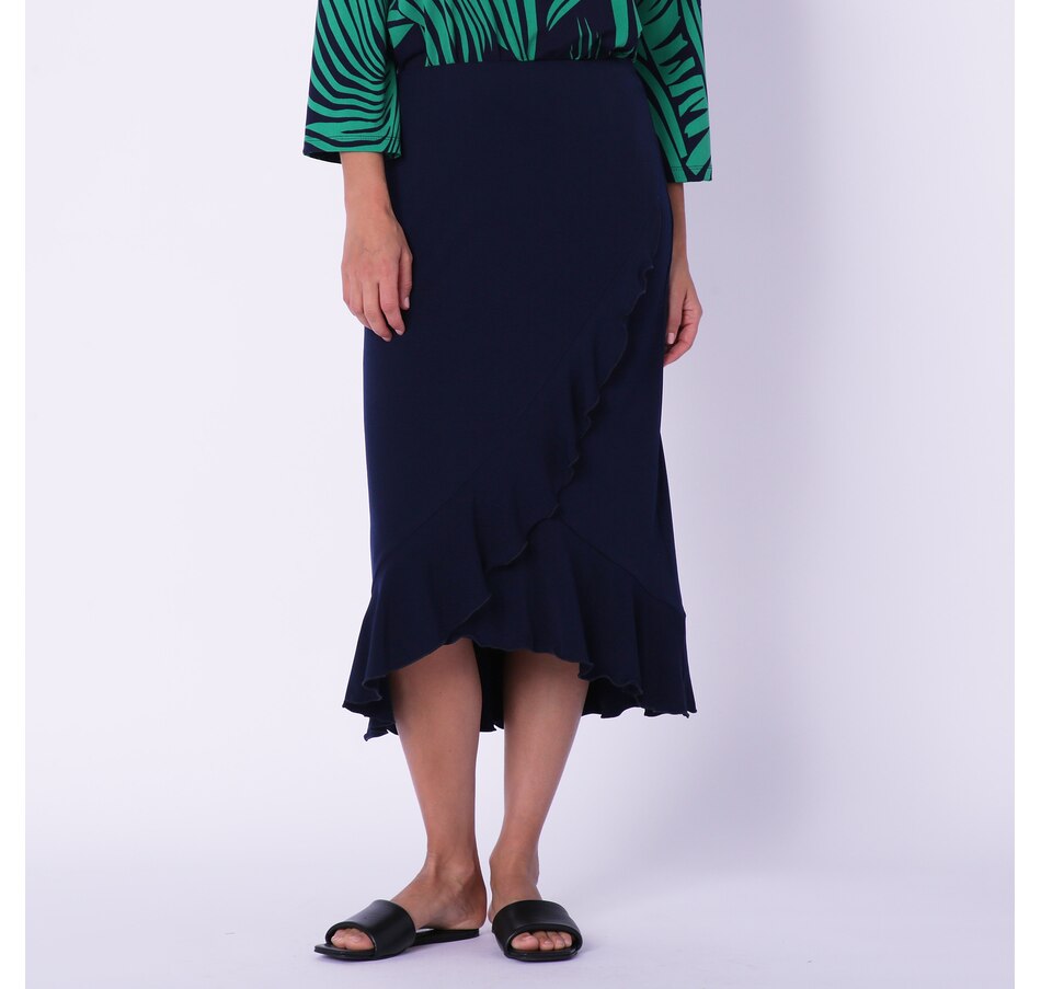 Image 235354_NVY.jpg, Product 235-354 / Price $29.88, Kim & Co. Brazil Knit Frilled Midi Skirt from Kim & Co. on TSC.ca's Fashion department