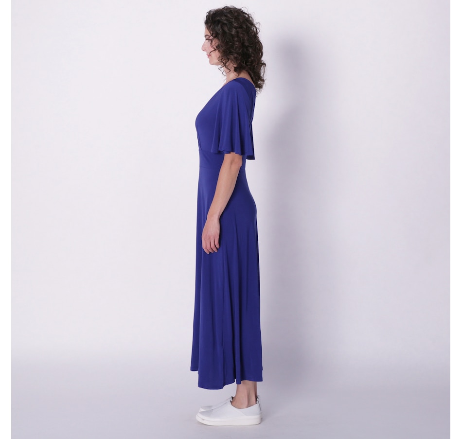 Petal to the Metal Flutter Sleeve Dress in Navy/Coral