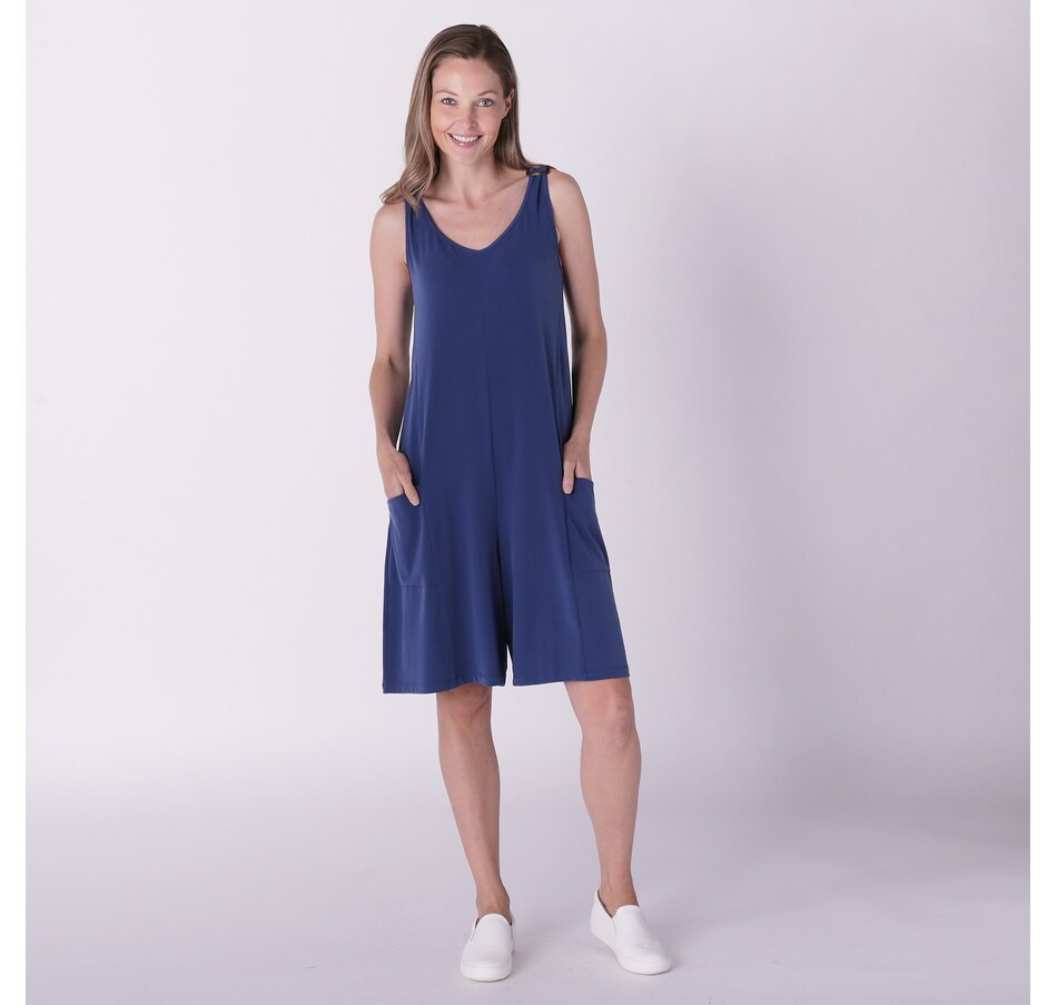 Image 235569_BLU.jpg, Product 235-569 / Price $34.88, Kim & Co. Brazil Knit Buckle Detail Romper from Kim & Co. on TSC.ca's Fashion department