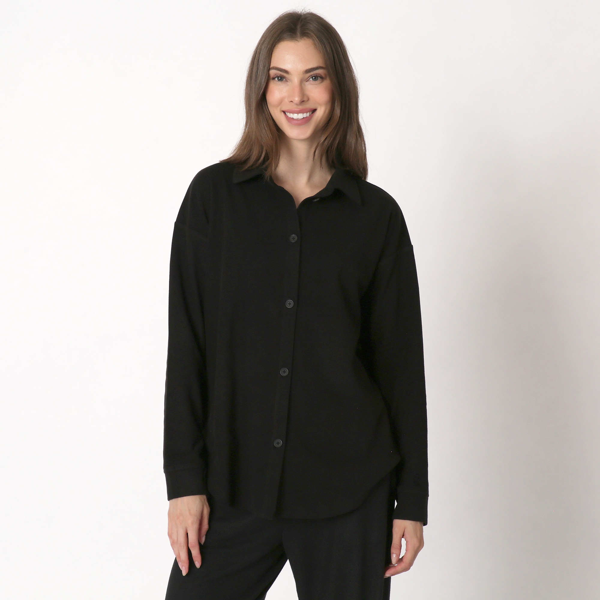 Clothing Shoes Tops Shirts Blouses Cuddl Duds Womens Flannel   235752 BLK 