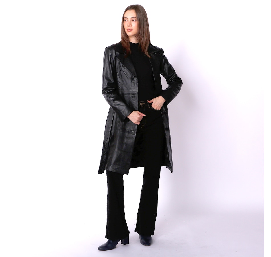 Image 235882_BLK.jpg, Product 235-882 / Price $239.33, Badgley Mischka Single Breasted Leather Coat from Badgley Mischka on TSC.ca's Fashion department