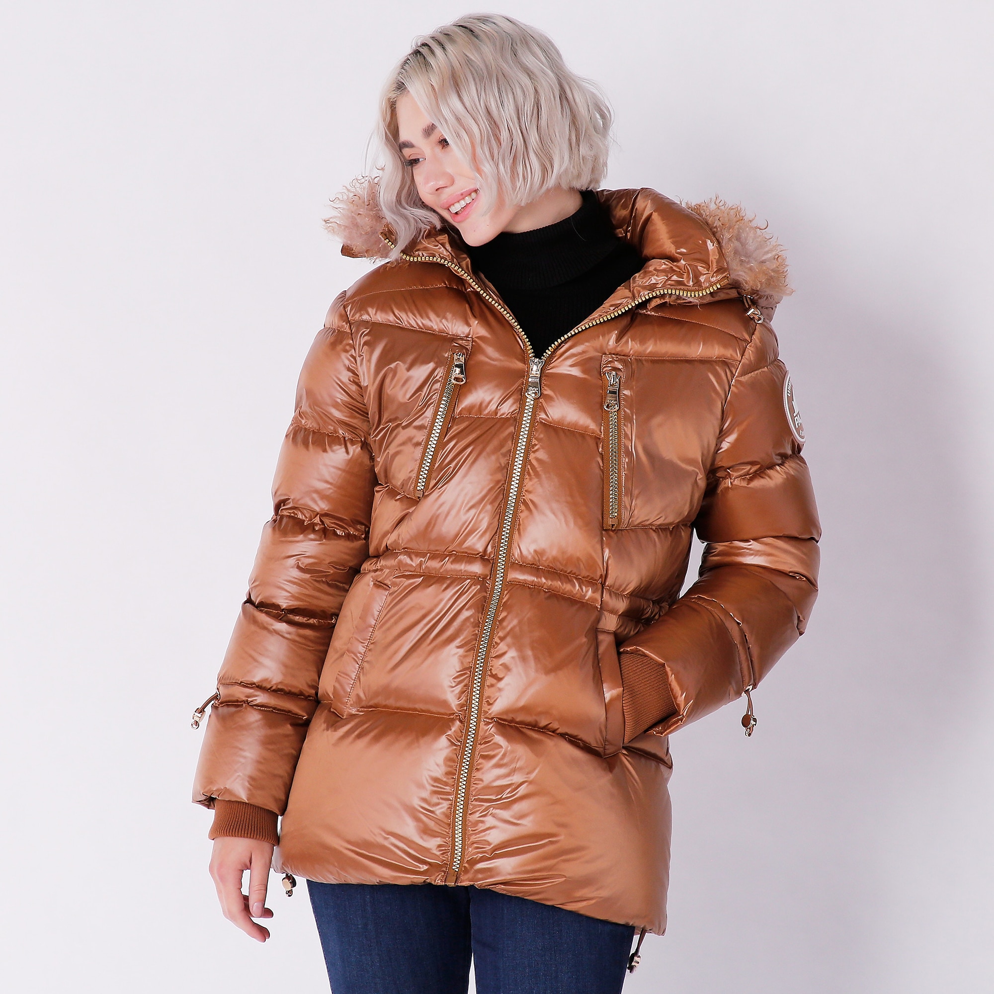 ジャケット・アウター fur ribbon quilting short down coat Alpine North Forillon Women's Vegan Down Short Quilted