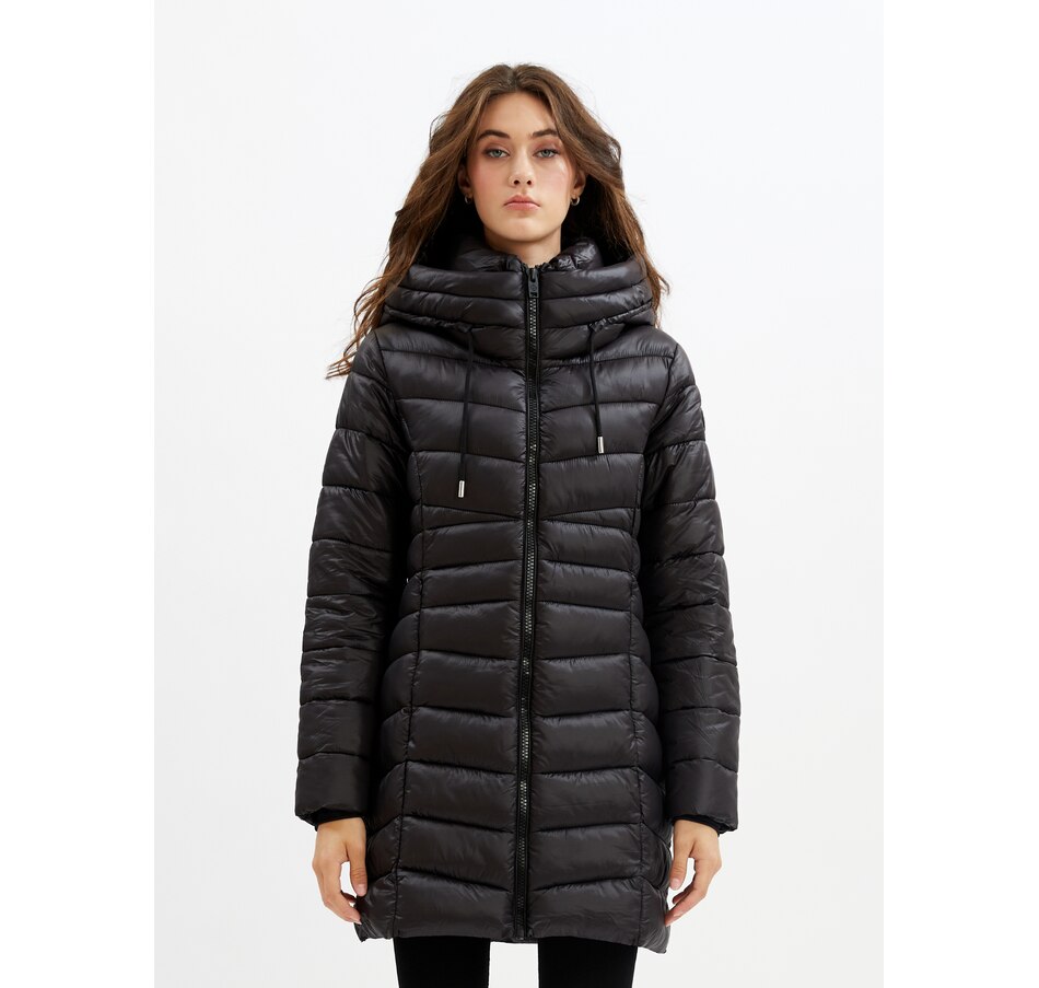 Image 235912_BLK.jpg, Product 235-912 / Price $39.33, Point Zero Long Mid Weight Zip Front Hooded Puffer from Point Zero on TSC.ca's Fashion department