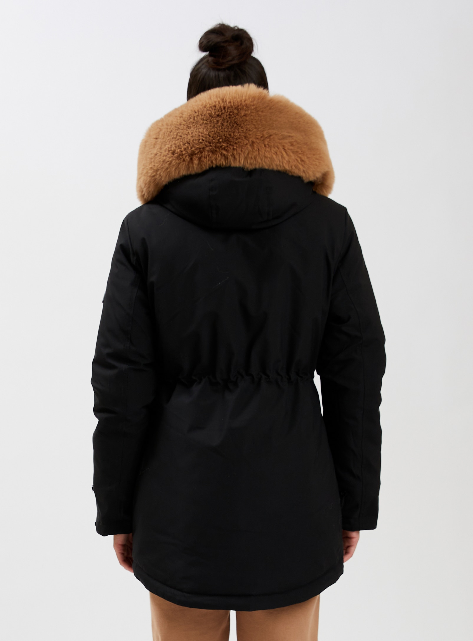 Point Zero Zip Front Hooded Parka With Fur Lining