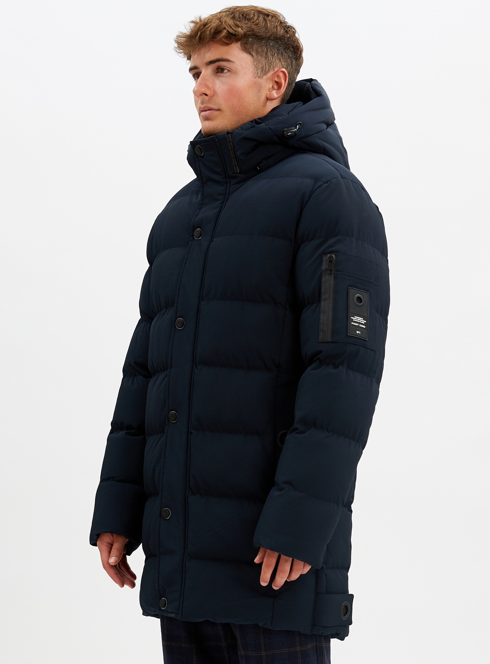 Point Zero Men's Hooded Quilted Long Puffer Jacket