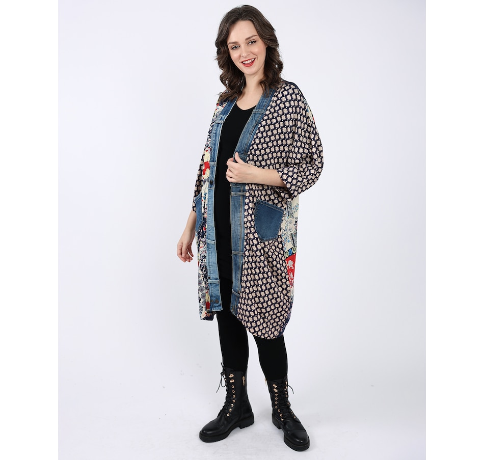 Shannon Passero Denim Trim Long Cardigan With Pockets Tsc Ca Online Shopping For Canadians