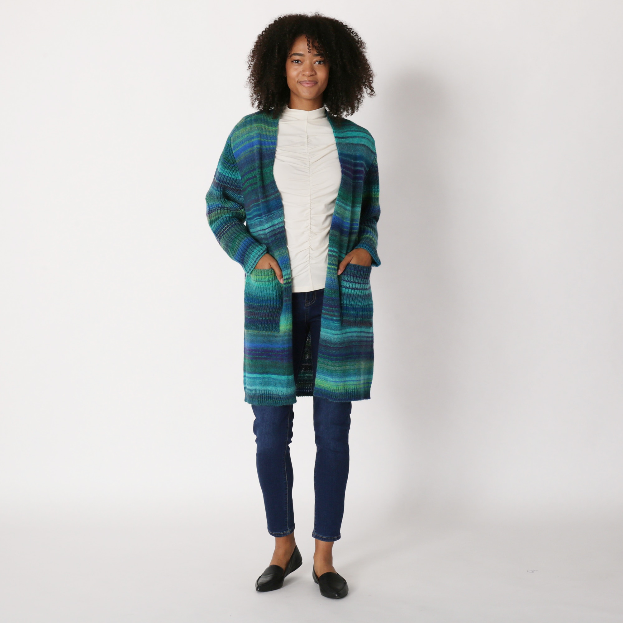 Bellina Long Cardigan With Patch Pockets