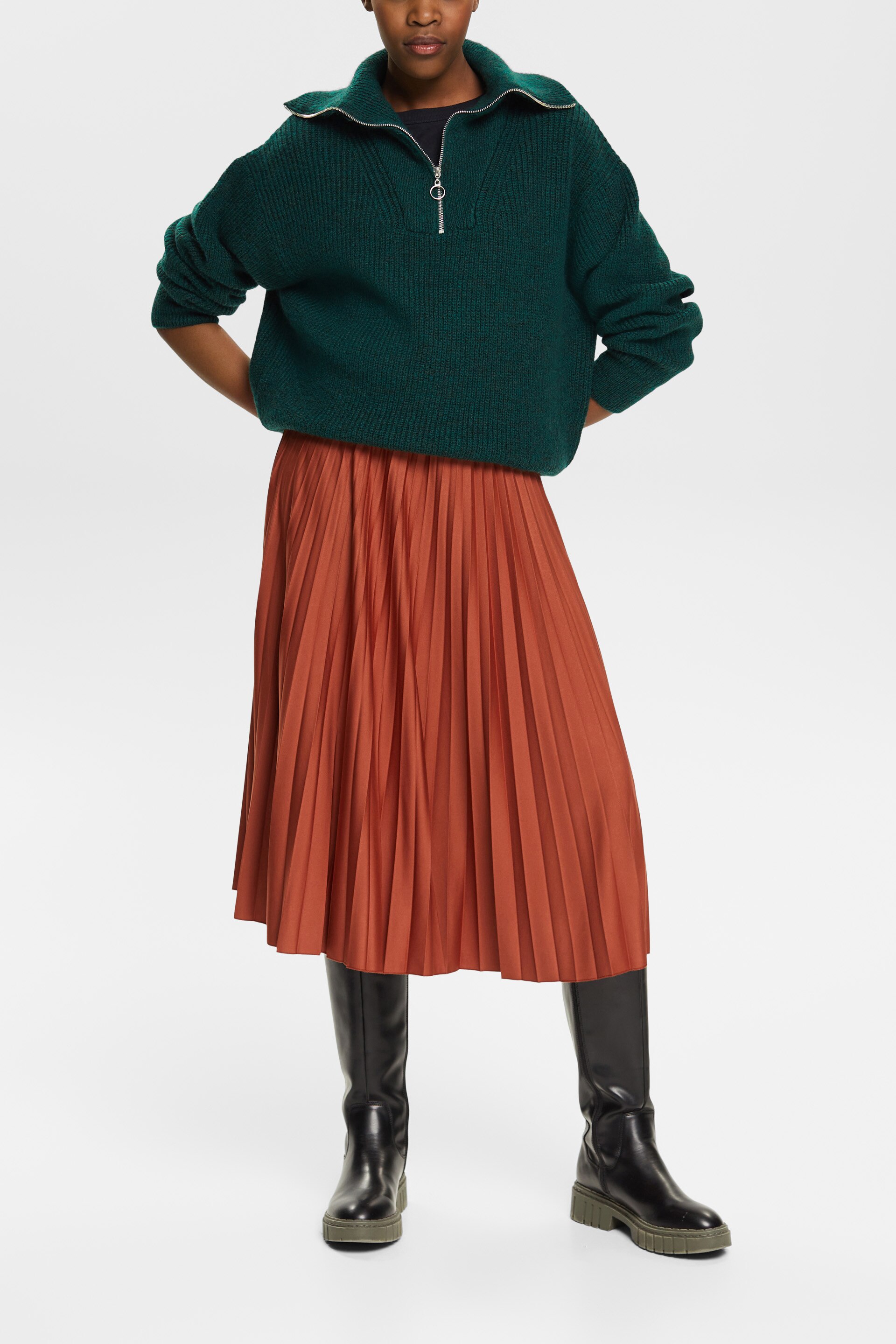 スカート Side accordion line pleated skirt Buy Accordion Pleated Maxi Skirt Green For Women | Styli Saudi