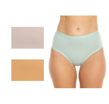 Rhonda Shear Women's 3-pack Mesh Detail Panty Dark Nude/Black/Nude