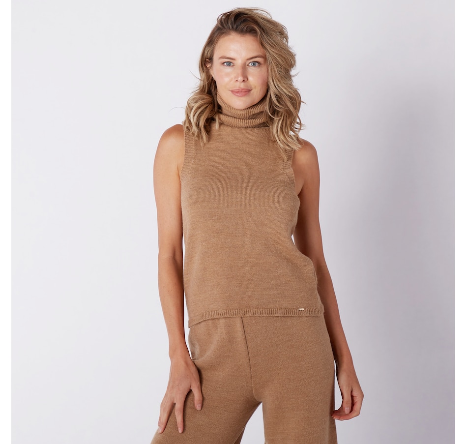 Aggel Knitwear Alpaca Blend Turtleneck Sleeveless Top