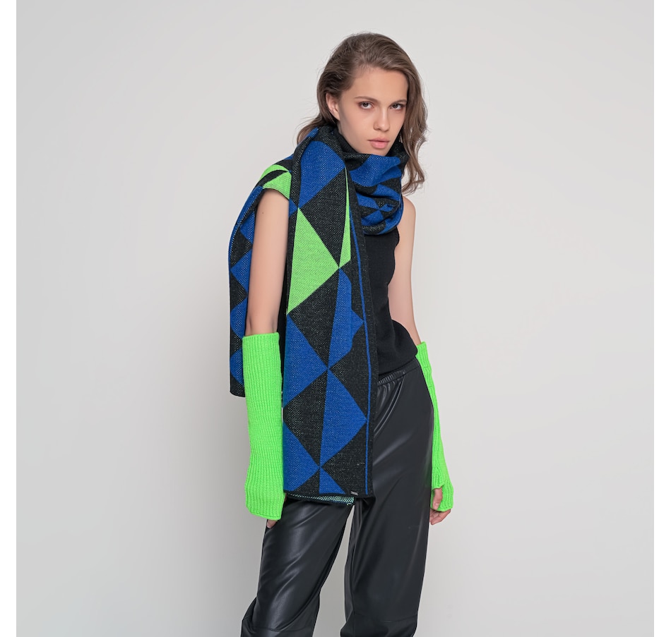 Image 236128_BLGR.jpg, Product 236-128 / Price $29.33, Aggel Knitwear Alpaca Blend Geometric Pattern Wrap from Aggel on TSC.ca's Fashion department