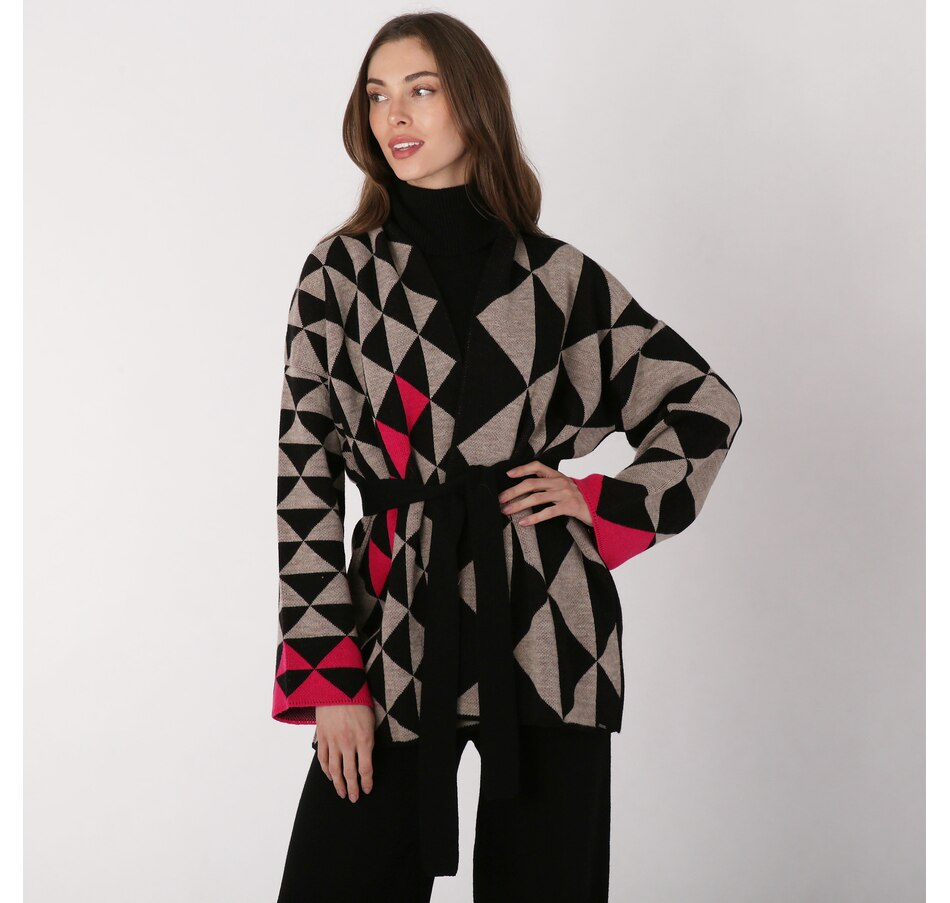 Image 236130_BFU.jpg, Product 236-130 / Price $49.33, Aggel Knitwear Alpaca Blend Geometric Pattern Jacquard Cardigan from Aggel on TSC.ca's Fashion department
