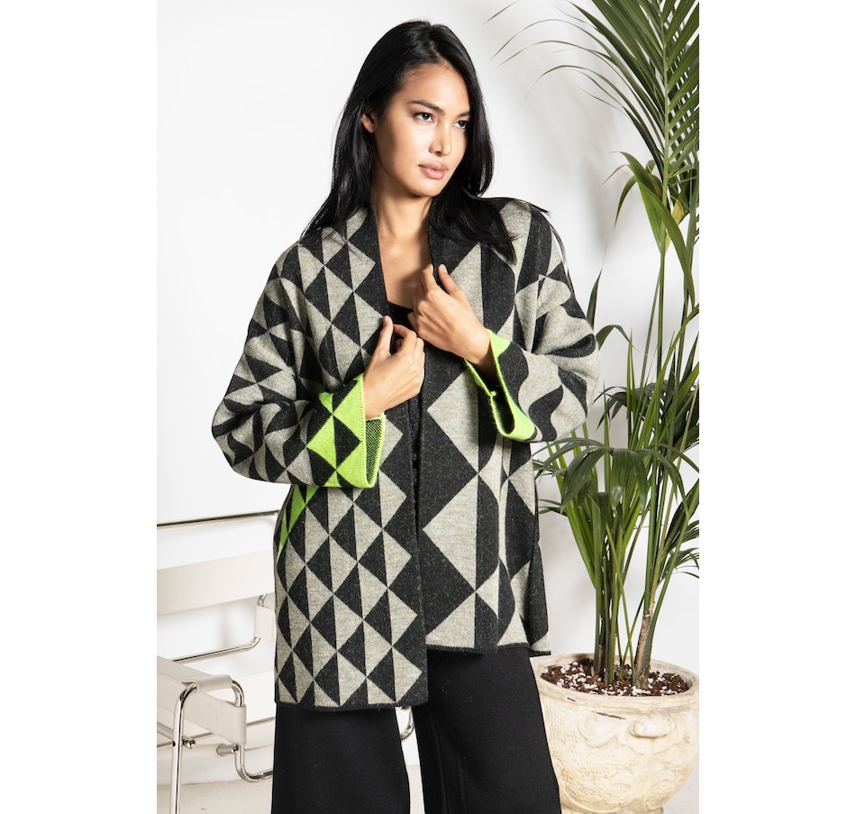 Image 236130_BKNYW.jpg, Product 236-130 / Price $49.33, Aggel Knitwear Alpaca Blend Geometric Pattern Jacquard Cardigan from Aggel on TSC.ca's Fashion department
