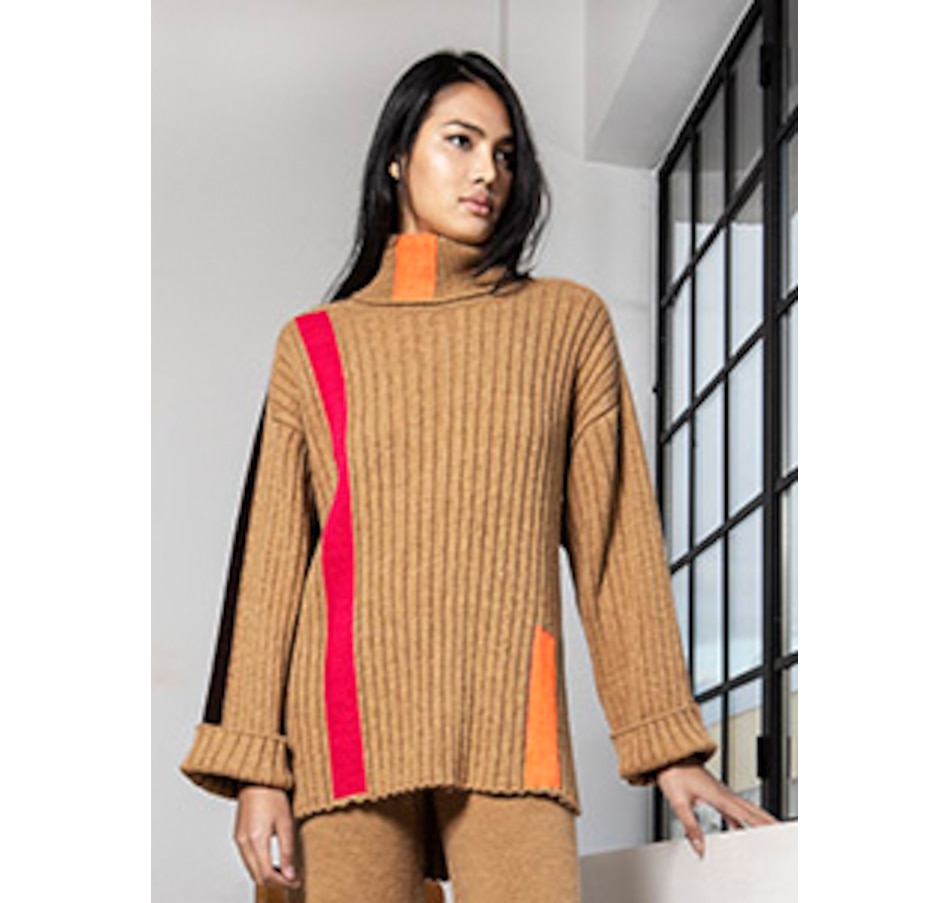 Over-sized Sweater Pullover Camel Polo-neck Alpaca Beige Big Comfy