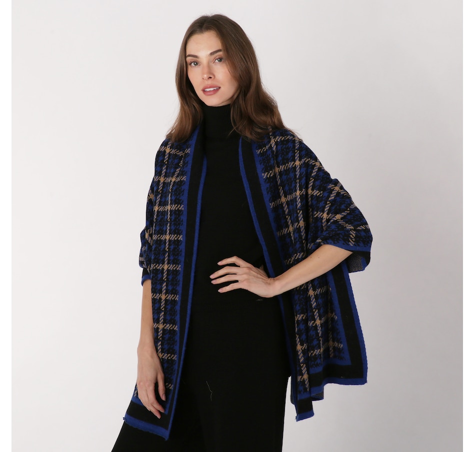 Image 236135_BKBU.jpg, Product 236-135 / Price $39.88, Aggel Knitwear Alpaca Blend Checked Wrap from Aggel on TSC.ca's Fashion department